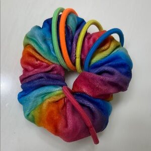 Free w purchase- Rainbow Velvet Kids Scrunchie Set with Colorful Elastic Bands